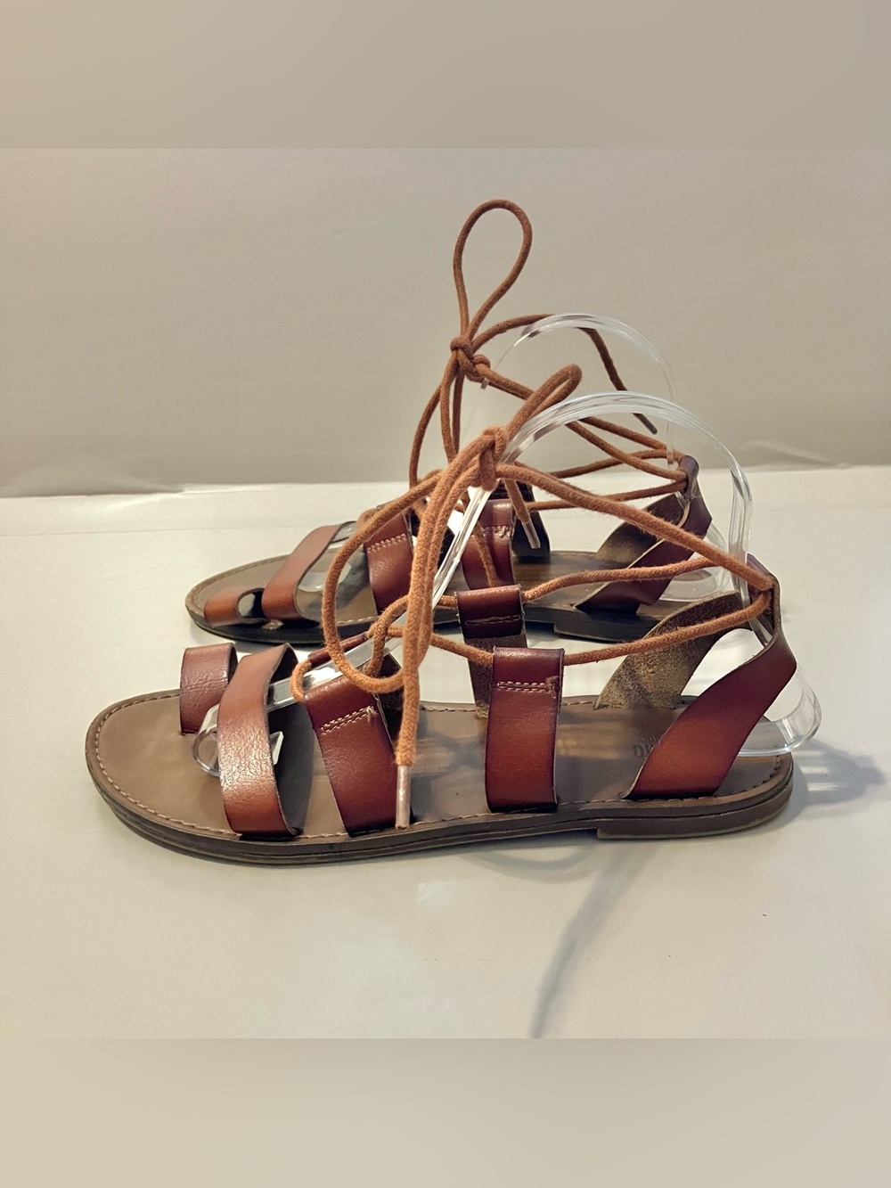 Mossimo Supply Co. Gladiator Sandals Womens Size 8 Brown Leather Lace Up